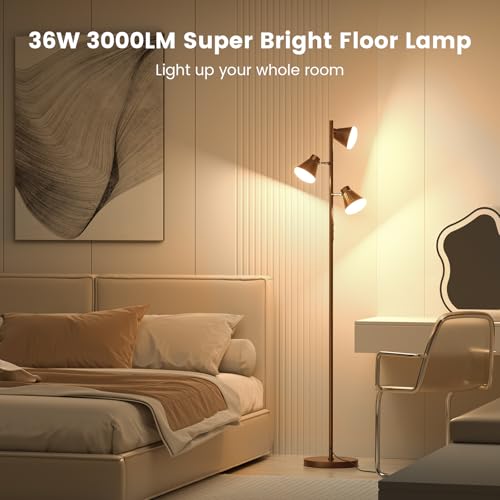 SIBRILLE 36W LED Tree Floor Lamp with Remote for Living Room Bedroom - color: Brown