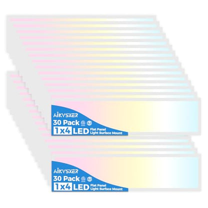 AIKVSXER 30 Pack 1x4 LED Flat Panel Light Surface Mount White, 5500LM 50W - color: White, size: 1x4FT 30PACK