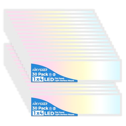 AIKVSXER 30 Pack 1x4 LED Flat Panel Light Surface Mount White, 5500LM 50W - color: White, size: 1x4FT 30PACK