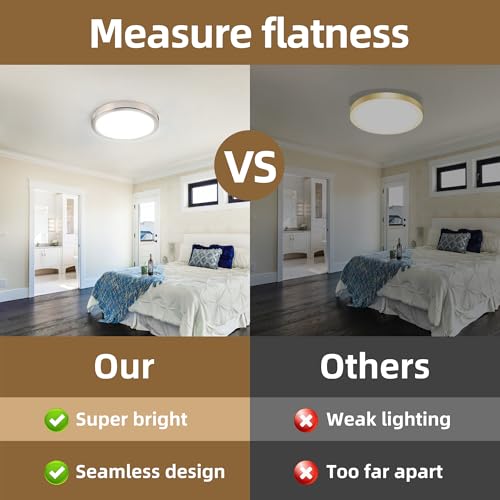 Hlite 9 Inch LED Flush Mount Ceiling Light,1800LM,6 Pack,3CCT | 18W 3000K/4000K/5000K Selectable,Super Slim,Low Profile Round Ceiling Light Fixtures for Kitchen,Bedroom,Hallway,Nickel - color: Brush Nickel, size: 9 inch-6