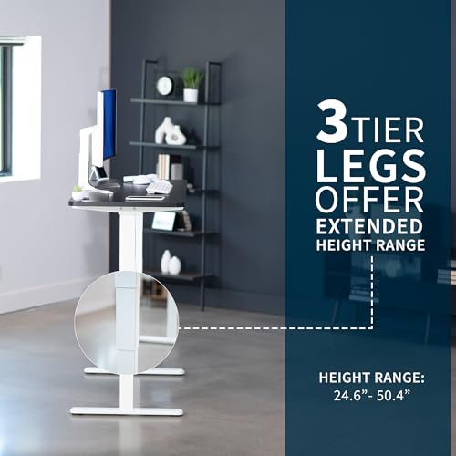 VIVO Black 60 x 24 in Standing Desk, DESK-KIT-2W6B - color: Black Top / White Frame, size: 60 x 24