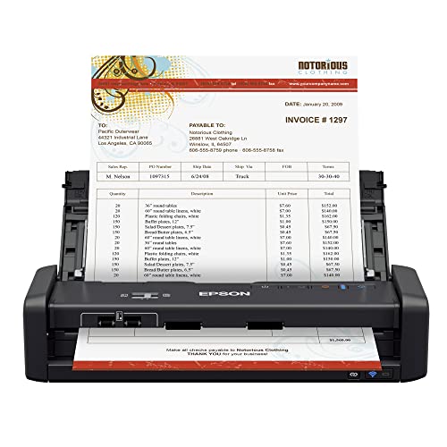 Epson ES-300WR Wireless Color Portable Duplex Document Scanner Accounting Edition for PC and Mac Auto Doc Feeder (ADF)