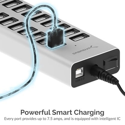 SABRENT 90W 20-Port USB 2.0 Charging Station (AX-P20C) - size: 20-PORT
