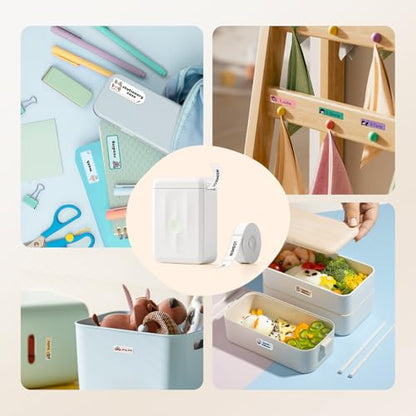 NIIMBOT D110 Label Maker Machine, Bluetooth Thermal Label Printer - color: White, style: Label Machine with 3 Label Tapes