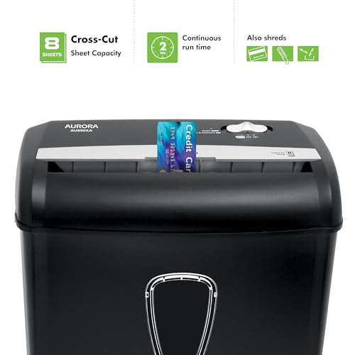 Aurora AU890XA 8-Sheet Crosscut Paper and Credit Card Shredder with Wastebasket - style: 8-Sheet CrossCut Shredder
