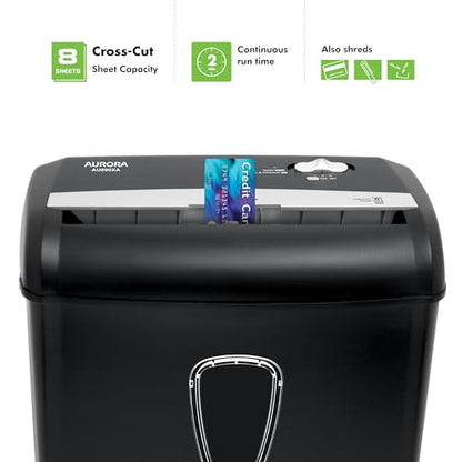 Aurora AU890XA 8-Sheet Crosscut Paper and Credit Card Shredder with Wastebasket - style: 8-Sheet CrossCut Shredder