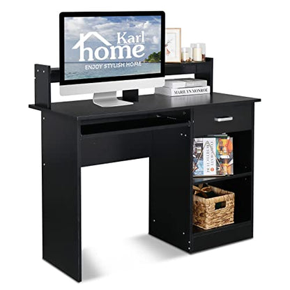Karl home Computer Desk Study Writing Desk, Black - color: Black, size: with Keyboard 1
