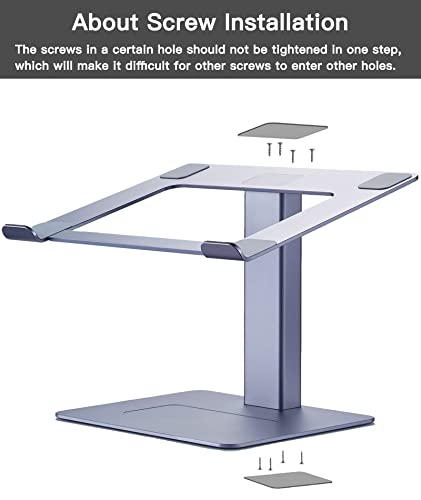 Adjustable Laptop Stand for Desk, DJ Laptop Stand Adjustable Height, Laptop Raised Stand for Standing & Sitting Mode, Tall, Strong and Airflow Even Laptop Riser for 17 inch（Gray） - color: Gray