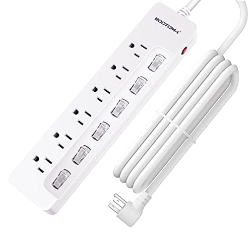 10FT Heavy Duty Extension Cord with Individual Switches on Off, 1875W Appliance Extension Cord with Surge Protector, 6 outlets, High Wattage for Microwave, Aquarium, Kitchen, Garage Must Have - size: 10 FT - 6 AC - White