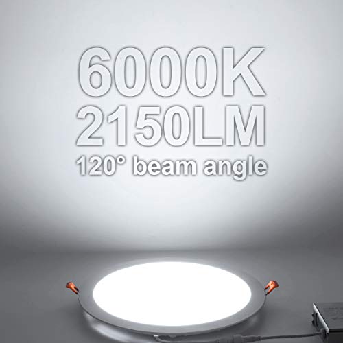 4Pack 11 Inch Ultra Thin LED Recessed Ceiling Light with Junction Box, 6000K Daylight, 24W 110V Eqv,Recessed Lighting, Slim No Dimmable Can-Killer Downlight,Canless Lights 2150LM High CRI80+ - color: 6000K ( Clear White）- Non-Dimmable, size: Hole Size 11