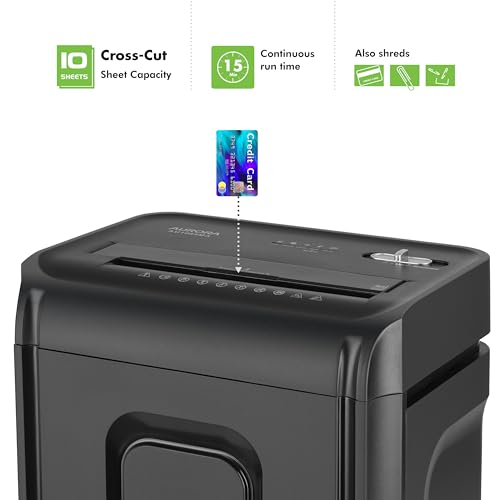 Aurora AU1035XA 10-Sheet Crosscut Paper/Credit Card Shredder with 4-Gallon Pullout Wastebasket - style: 10-Sheet CrossCut Black