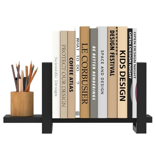 Adjustable Desktop Bookshelf Wooden Desk Book Holder Organizer Tabletop Bookshelf Mini Book Shelf Magazine Files Letters Storage Racks for Home Office Supplies, Great for Small Space, Black - color: Black