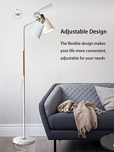 LALISU Floor Lamp Industrial Floor Lamps Reading Farmhouse Standing Lamp - color: White