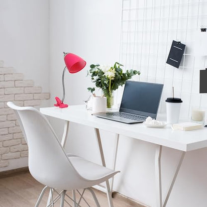 Simple Designs LD2001-PNK-LB 17.5" Flossy Flexible Gooseneck Clip Light Desk Lamp with LED Bulb, Pink - color: Pink