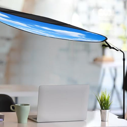 Large Adjustable Office Cubicle and Desk Shade,51'' Portable Cubicle Light Shade with Clamp Foldable Rotatable Canopy Blocks Light or Disturbance for Working Accessories(Blue Sky) - style: Blue Sky