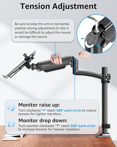 MOUNTUP 2-in-1 Laptop and Monitor Desk Mount, Laptops Arm Holds 4.4-22lbs - size: Dual-With Pole