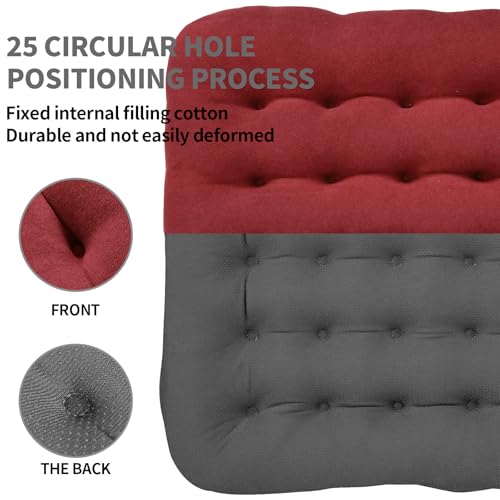 BUYUE Good Support Office Chair Cushion Padded, Soft Velvet Comfortable Non-Slip Seat Cushion for Computer Desk Kitchen Chair (1 Count, Red) - color: Red