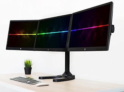 Mount-It! Triple Monitor Stand for 3 Screens up to 24", Height Adjustable Desk Mount with Free Standing or Grommet Base, 22 lbs per Arm, VESA 75x75 100x100 Compatible, Full Motion Monitor Mount MI-789