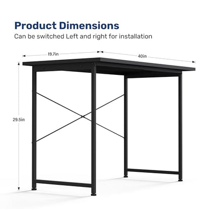 YSSOA Computer Desk Home Office Work Study Writing Modern Simple Table with Headphone Hooks - color: Basic Black, size: 40 Inch