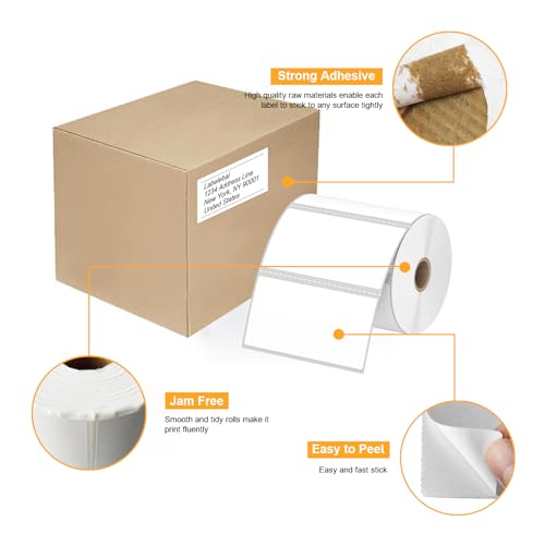 (9,000 Labels/12 Rolls) Labelebal 3-Proof 1" Core 12 Rolls 4" x 2" Inch Direct Thermal Labels, Address Shipping Labels Compatible with Rollo & Zebra Desktop Printers Adhesive - color: Zb-4''x2''-12 Rolls-9000 Labels