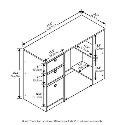 FURINNO Computer Study Writing Desk, Espresso, Model:15110EXBR - color: Espresso, size: With Bin Storage, 39.4 in. x 15.7 in.