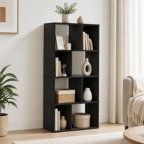 8-Cube Bookcase, Cube Storage Organizer Bookshelf, Irregular Compartments Book Shelf, 11.7 x 23.6 x 49, for Bedroom, Living Room, Home Office, Espresso - color: Espresso, size: 8 Cube