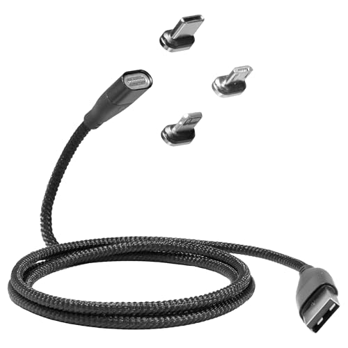 BoxWave Cable Compatible with Logitech Spotlight Presentation Remote - MagnetoSnap PD AllCharge Cable (100W), Magnet Charging Braided USB Type-C Micro - Jet Black