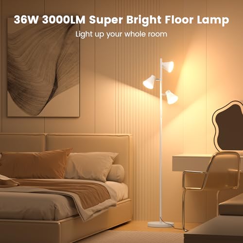 SIBRILLE 36W LED Tree Floor Lamp with Remote for Living Room Bedroom - color: White