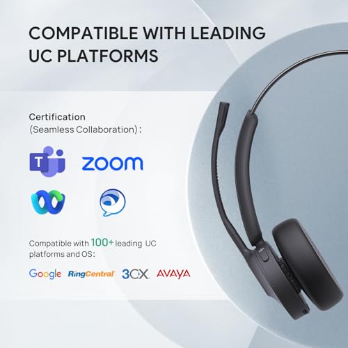 Yealink BH70 UC Bluetooth Headset with Mic for Work from Home Flip-to-Mute - color: Black (UC), style: Mono (USB-C to A)