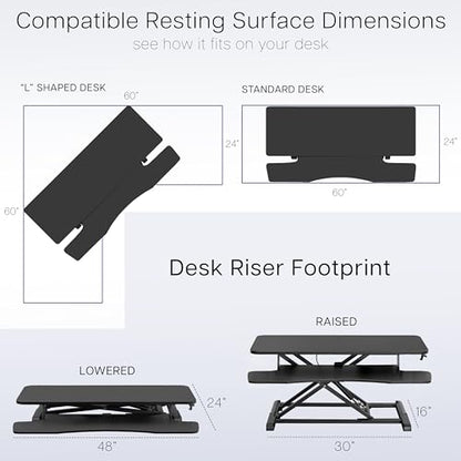 VIVO Black 48 in Standing Desk Converter, DESK-V048KB - color: Black, size: 48"