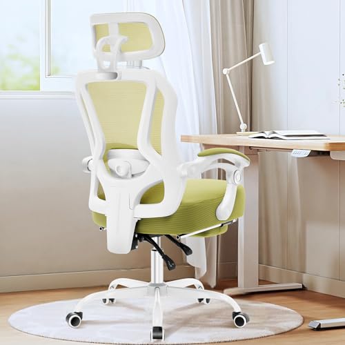 Ergonomic Office Chair with Footrest,Ultra Thick Desk Chair,Green - color: Green