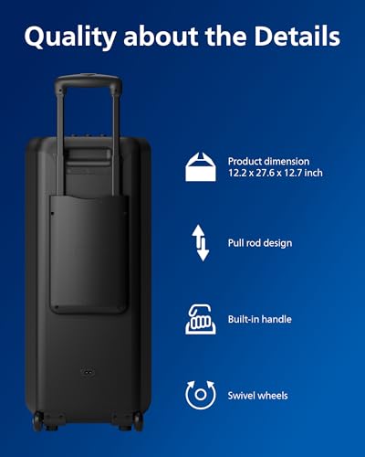 Philips X5206 Bluetooth Party Speaker - 14 Hours Play Time, Deep Bass, Party Lights, Karaoke Effects, Mic & Guitar Input, 80W Max Power, Black