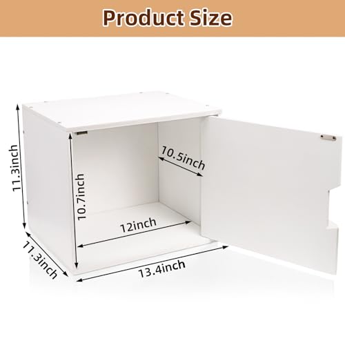 Fasmov Stackable Cube Storage Organizer, Multifunctional Wood Cubby Bookshelf with Door, Easy Assembly DIY Storage Bin, Durable Classic Storage Unit for Bedroom Living Room Office, White