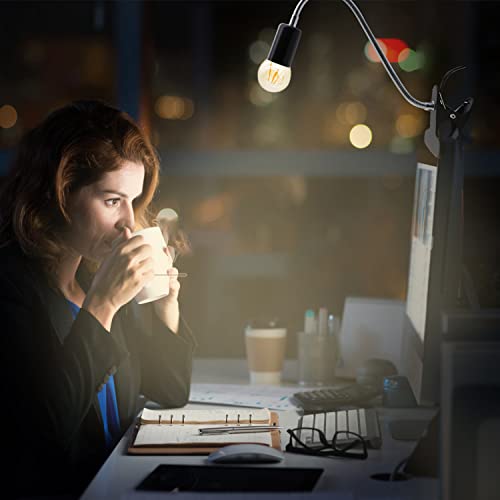 Clip Lamp Holder Adjustable Switch Clip Light Flexible Clip lamp Holder Clip Desk Lamp Socket Adjustable Light Stand Clamp Lamp Base Light Socket Gooseneck for Bedroom Lighting - color: Black, size: 1PC