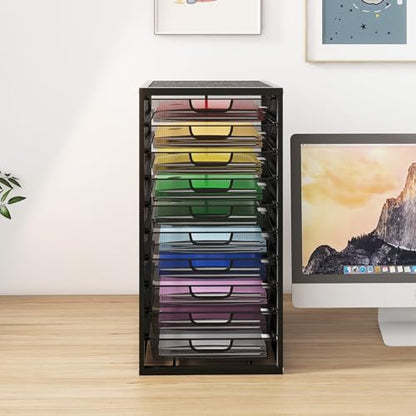 Natwind Mesh File Organizer with 10 Tier Sliding Drawers,Black | Office Supplies Desktop Organizers and Accessories, Paper Letter Tray, File Binder Organizer for Home Office School - size: 10 drawers