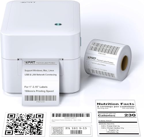 iDPRT Label Maker - 3 inch Thermal Printer for Small Business, Print Variety of Label Types via USB or LAN Network Connectivity, Barcode Printer for Warehouse, Office, Market, Support Multi Systems - color: White