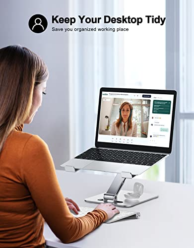 RIWUCT Aluminum Alloy Laptop Stand for Desk, Foldable Laptop Riser Holder - color: Silver