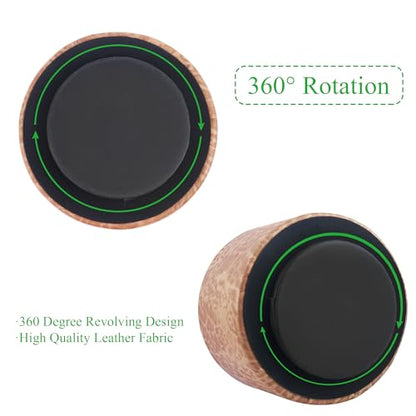 Round Leather Art Supply Organizer,Remote Control Holder,360 Degree Rotating,Multi-Functional Pencil Holder,4 Compartments Desktop Stationary Organizer(1-Leopard Brown) - color: 1-Leopard Brown