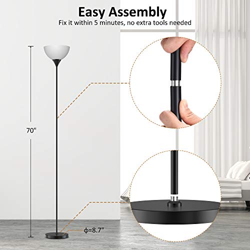 PESRAE RGB Floor Lamp, Stepless Brightness & Color Temperature - color: Matte Black RGB