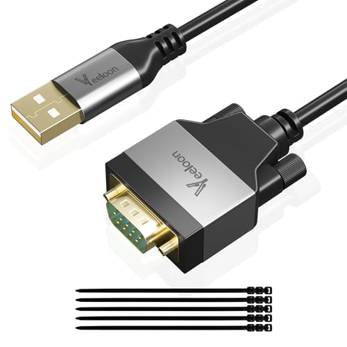 USB 2.0 to Serial Adapter (FTDI Chipset), 6 FT USB A to RS232 Male DB9 Pin Converter Serial Cable with Cable Ties for Windows 11, 10, 8.1, 8, 7, Vista, XP, 2000, Linux and Mac OS X, macOS - size: 6FT, style: USB A to DB9Pin Male