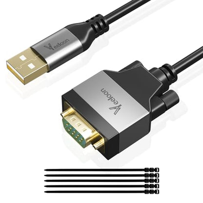 USB 2.0 to Serial Adapter (FTDI Chipset), 4 FT USB A to RS232 Male DB9 Pin Converter Serial Cable with Cable Ties for Windows 11, 10, 8.1, 8, 7, Vista, XP, 2000, Linux and Mac OS X, macOS - size: 4FT, style: USB A to DB9Pin Male