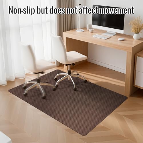 Office Chair Mat for Hard Floors,48"x55" Anti-Slip Waterproof Hardwood Floor Chair Mat,Heavy Duty Floor Protector Rolling Chairs for Home Office(Coffee) - color: Coffee, size: PVC 48"x55"
