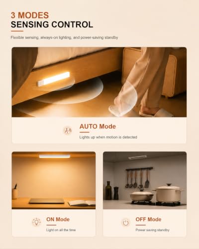 4-Pack 10 Inch Wireless Under Cabinet Lighting, 3 Color Motion Sensor Light - color: White | 3CCT