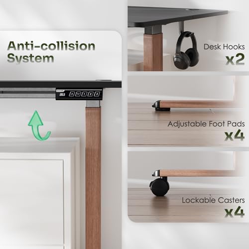 Monomi Electric Standing Desk 55”x24”, Height Adjustable Desk with Wheels - color: Black, size: 55
