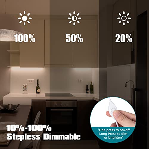 LED Under Cabinet Lighting, 2pcs x 12 Inch Dimmable, USB Plug-in Under Counter Lights with Memory Function, Natural White 4000K - color: Natural White, size: 2*12 Inch