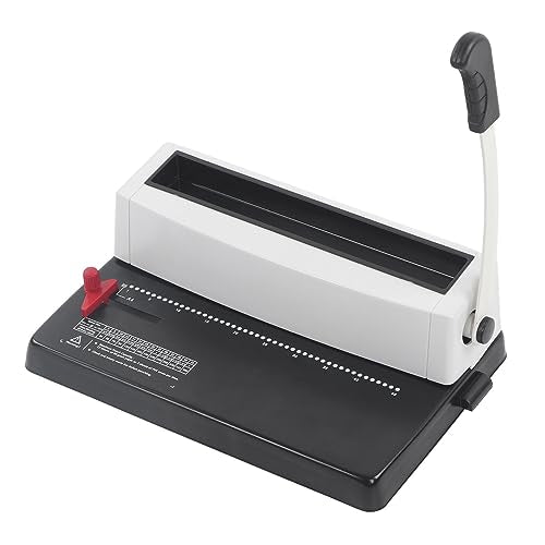 Professional Spiral Coil Binding Machine Heavy Duty Stainless Steel Wire Binder with Round Hole Punch and Ergonomic Handle for Office Document Binding Letter A4 A5 Size