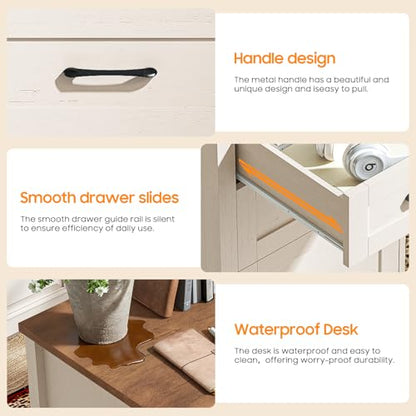 Vabches 59" L-Shaped Executive Desk with 6 Drawers for Home Office, White - color: 59in White With L-shaped