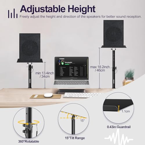 Clamp On Desktop Studio Monitor Speaker Stands Pair