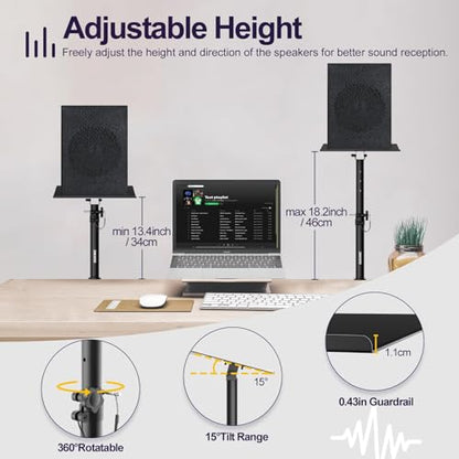 Clamp On Desktop Studio Monitor Speaker Stands Pair