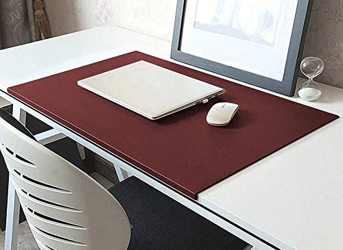 Desk Pad Office Writing Mat Pad with Edge Protection Waterproof PU Leather - color: Red, size: 15.8" x 35.4"